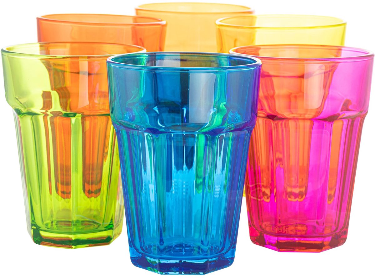 Omgoods - Set van 6 Kleurige Cocktailglazen 425 ml voor Elke Gelegenheid
