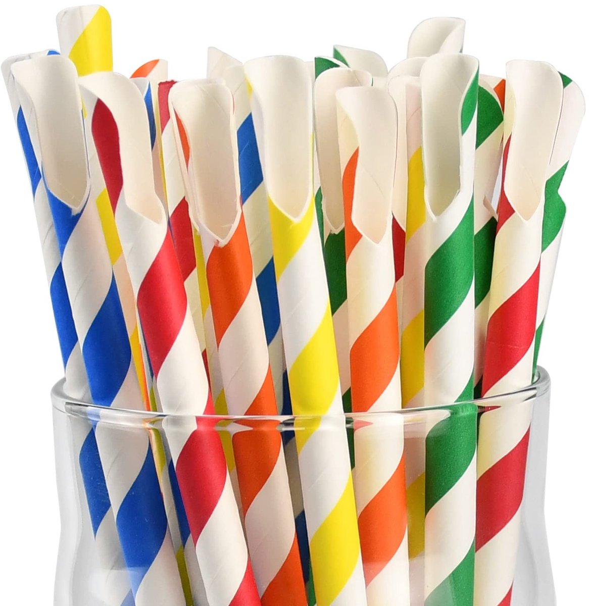 Omgoods - Afvalvrije Papieren Rietjes met Lepel - 200 Stuks Assortiment