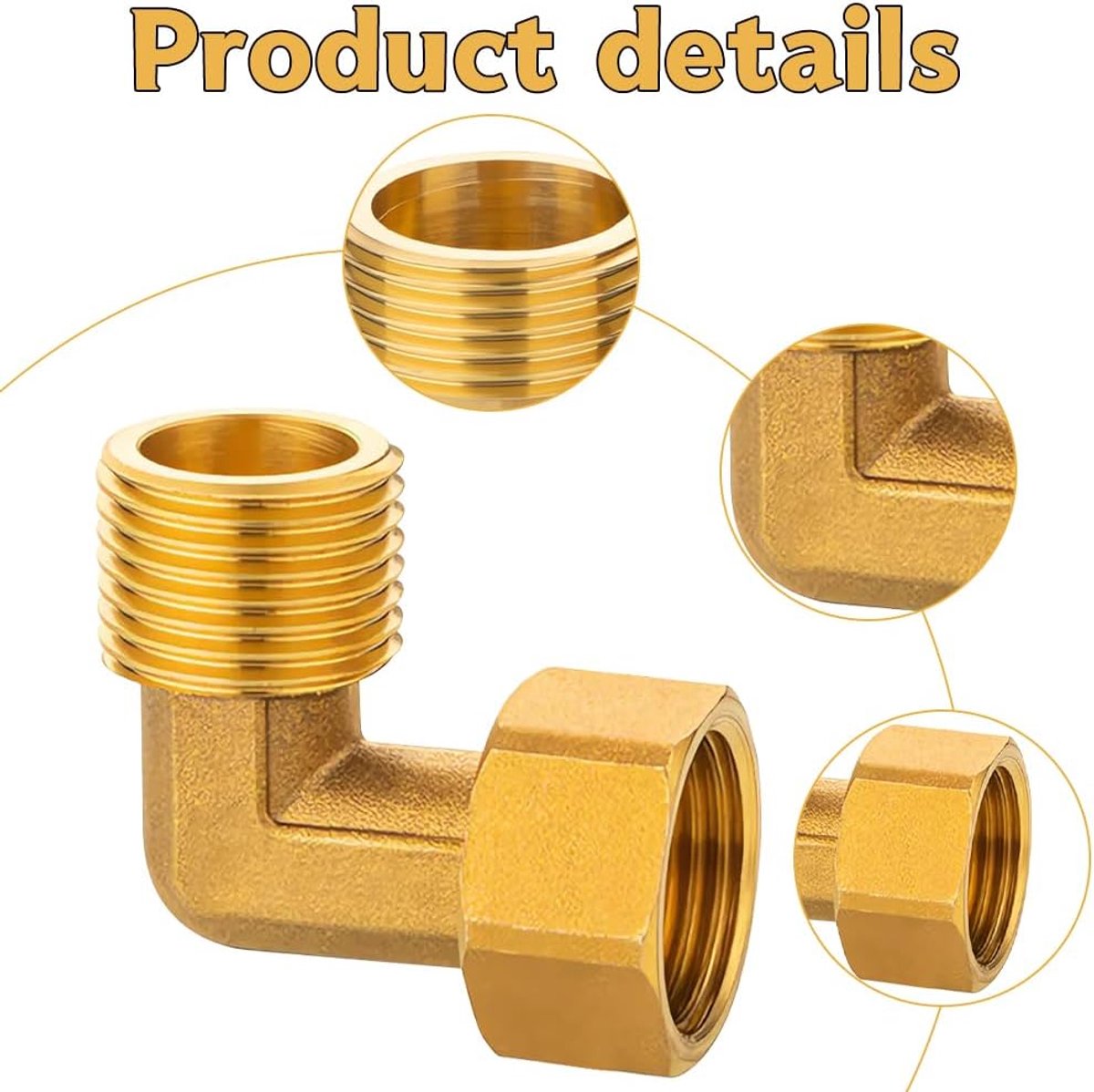 SnelShoppen - 2x Messing Verstelbare Schroefverbinding 1/2 Inch, 90° Hoekverbinder met O-ring, DN15 voor Waterinstallaties en Centrale Verwarming