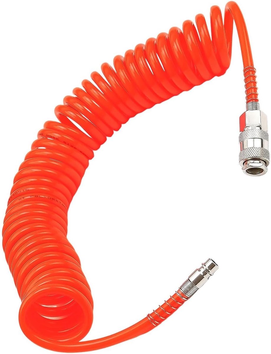 Spiraalslang 6 m - PU Compressor Slang - 1/4 Inch Snelkoppeling - Perfect voor Compressors - ShopVlot