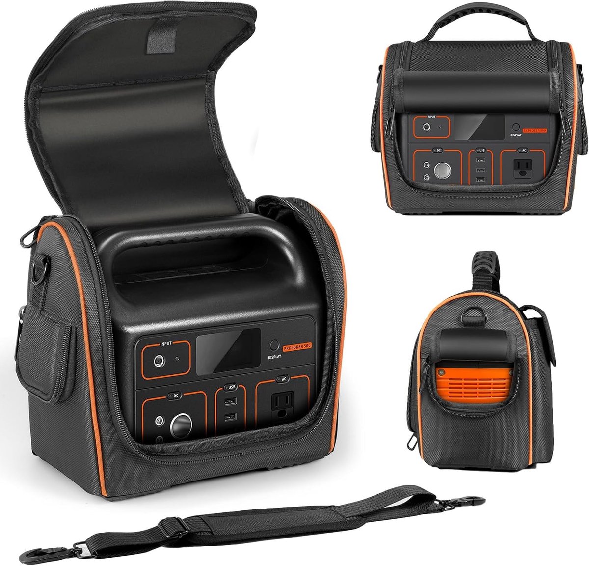 SnelShoppen - Draagtas Geschikt voor Draagbare Powerstation 518Wh, Waterdichte Opbergtas met Geventileerde Ramen voor Buiten, Camping en Accessoires