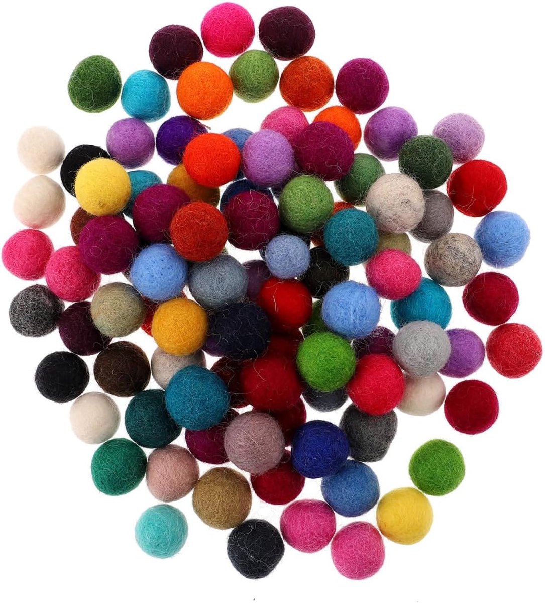 Angoily 100 Pieces Wool Felt Balls, Crafts Balls, Mini Felt Balls, Colourful Thick Felt Balls, Garland, White Fabric - ShopVlot