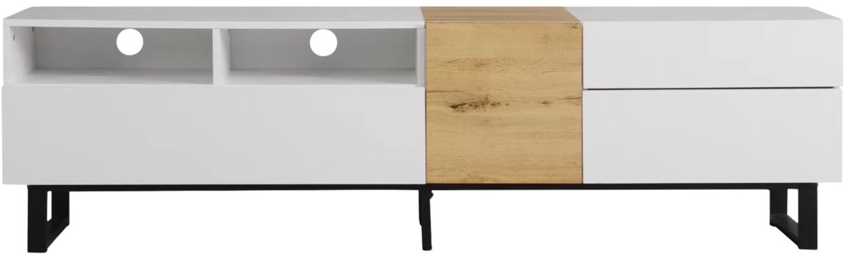 TV Meubel 180x38x50cm Wit – Modern TV Dressoir met Opbergruimte