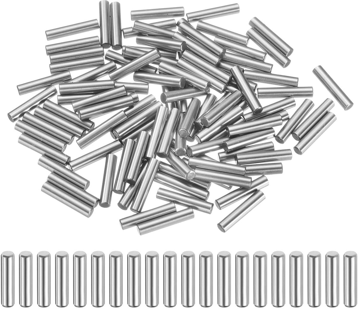 100 stuks cilinderpennen roestvrij, 3 x 16 mm spanpen, paspen, zilverkleurige metalen pennen, metalen pennen, plugpennen bouten metaal voor doe-het-zelf, meubels, knutselprojecten