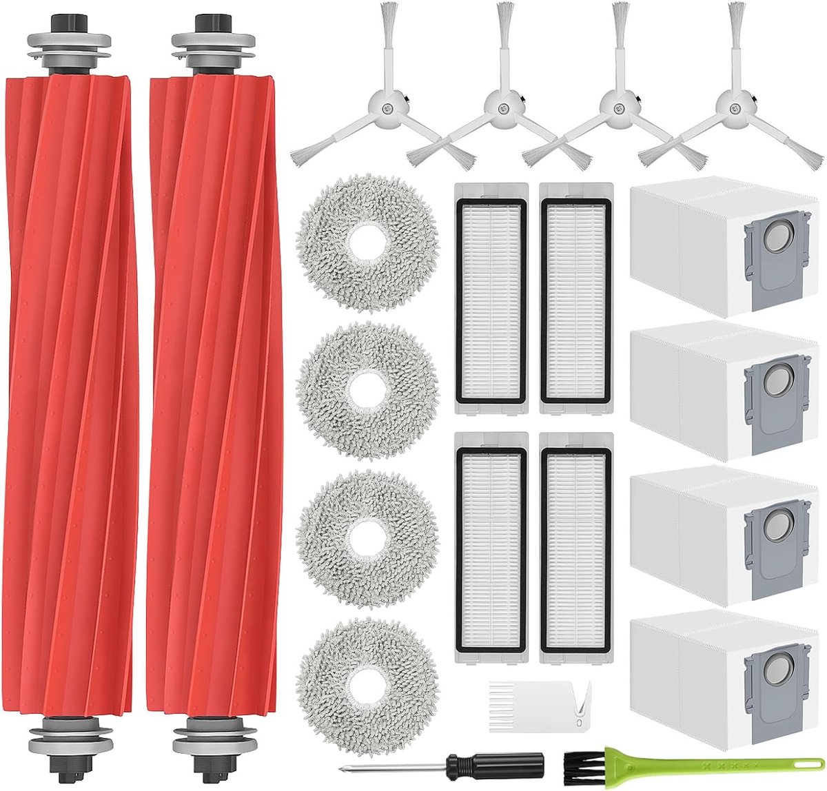accessoires voor Roborock QRevo accessoireset robotstofzuiger reserveonderdelen met 4 * stofzakken 4 * mop dweildoeken 1 * hoofdborstel 4 * filters 4 * zijborstels 1 * reinigingsborstel