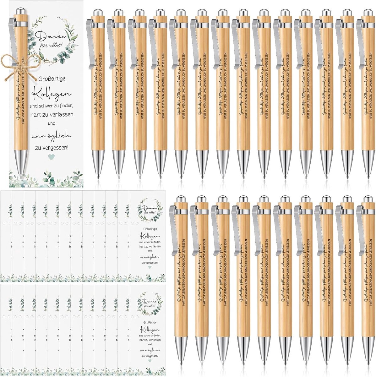 Afscheidscadeau voor collega's, inclusief intrekbare balpen en bedankje, bladwijzer, pensioen, banenwissel, cadeau voor medewerkers (24 sets, geweldige collega's zijn moeilijk te vinden)