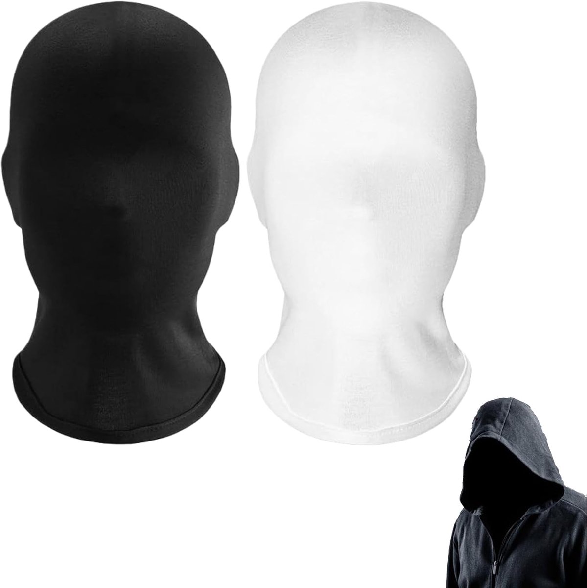 2 stuks volgelaatsmasker, zwart masker Halloween, volgelaatsmasker, ademend Halloween-masker, elastisch elastaan, hoofdmasker, uniseks gezichtsloos masker voor Halloween, party, kostuum, cosplay