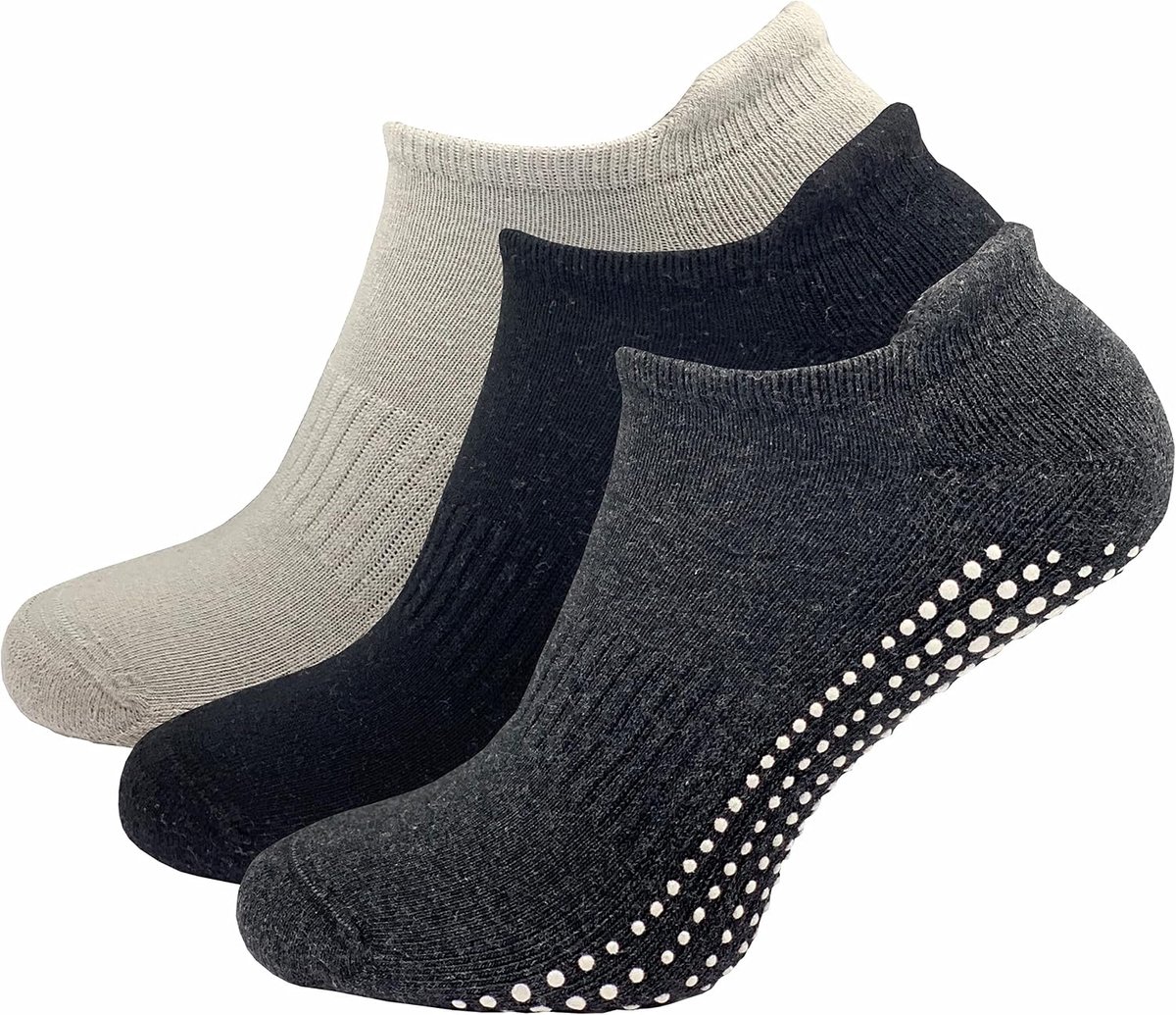 Sokken (3 paar) | stoppersokken | veilige grip op gladde vloeren, zonder drukkende teennaad | met antislip noppen, gekleurd 2, 39-42 EU