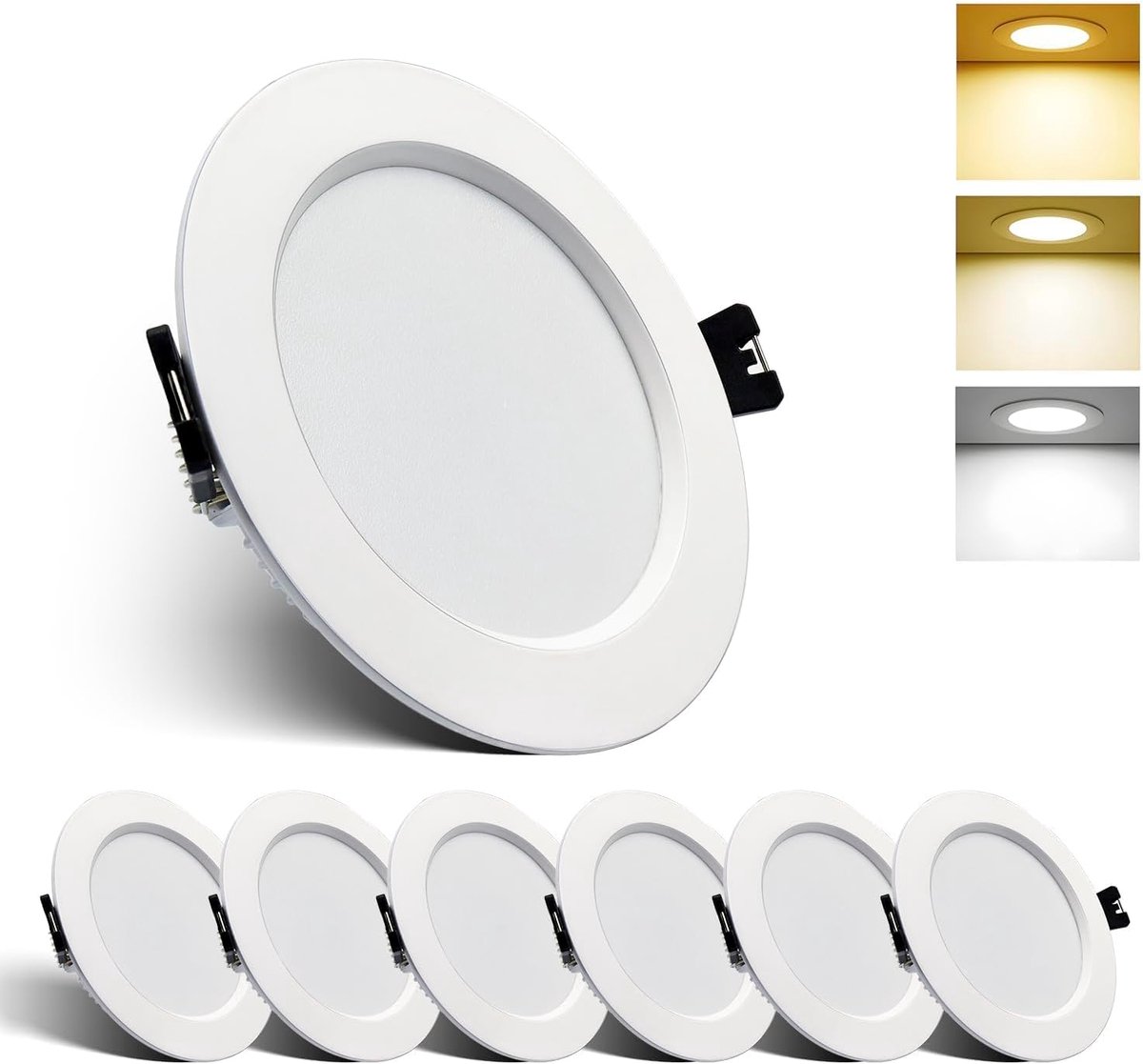 inbouwspots 230v 10W Ultra platte Led spots, warm wit neutraal wit koud wit met geheugenfunctie, gatdiameter Ø90-100mm, plafondspots LED voor badkamer keuken, set van 6