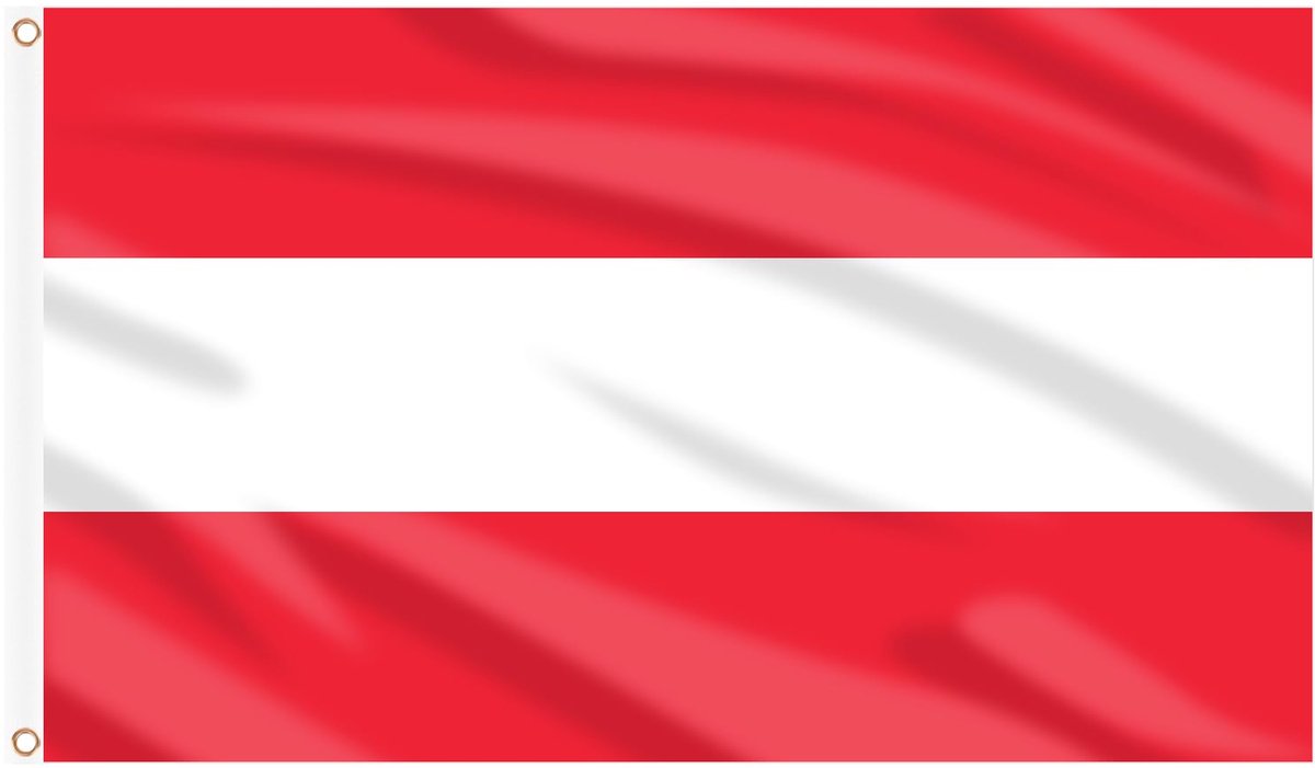 Oostenrijkse vlag 1,5m x 0,9m voor feestdecoraties, 2 stuks Grote Oostenrijkse vlag polyester dubbelzijdig met messing oogjes voor Eurovisie Euro Voetbal Wereldkampioenschap Tuin Straat Feest