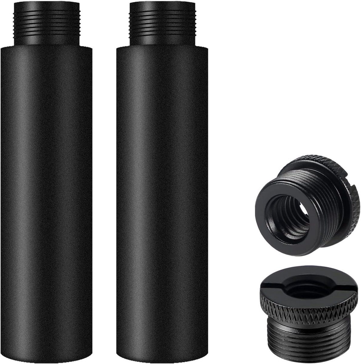 2st Microfoon Standaard Verleng, 1,5cm Microfoon Verleng Stuk met 2st 1-1,5cm Microfoonstandaardadapter voor Armstandaards (Zwart)