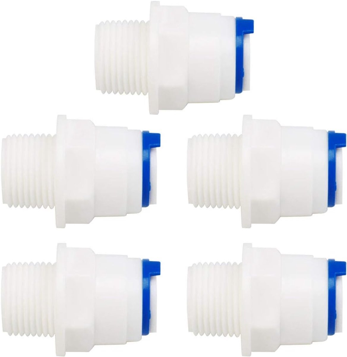 sourcing map 5 stuks Snelle verbinding waterreiniger buisschroefverbinding drukken in verbinding waterslangverbinding voor RO omgekeerde osmose-installatie recht, 3/8 inch BSP male -3/8" tube OD