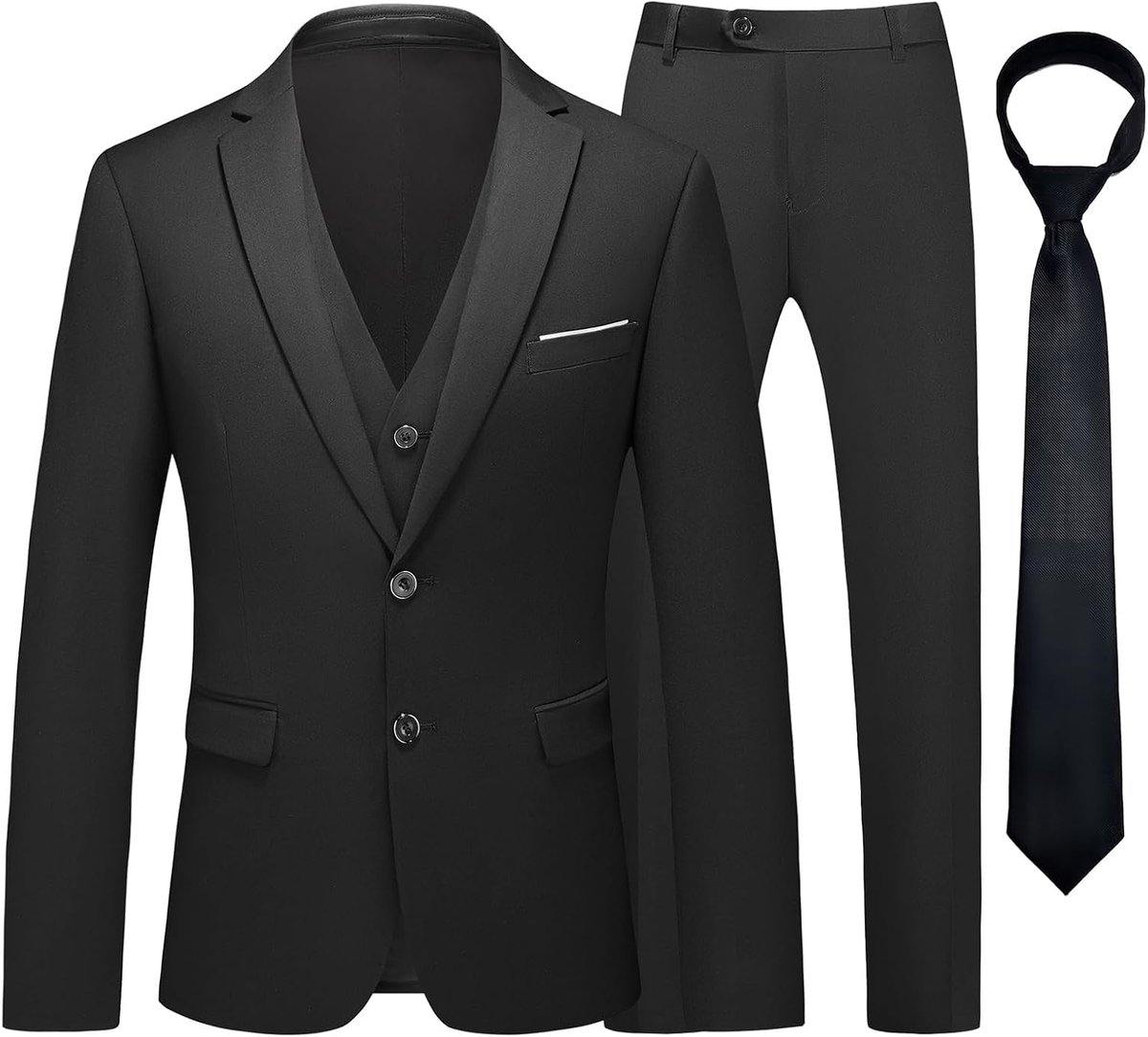 3 stuks, twee knopen, business, bruiloft, smoking, herenpak, jas, vest, broek, set met stropdas