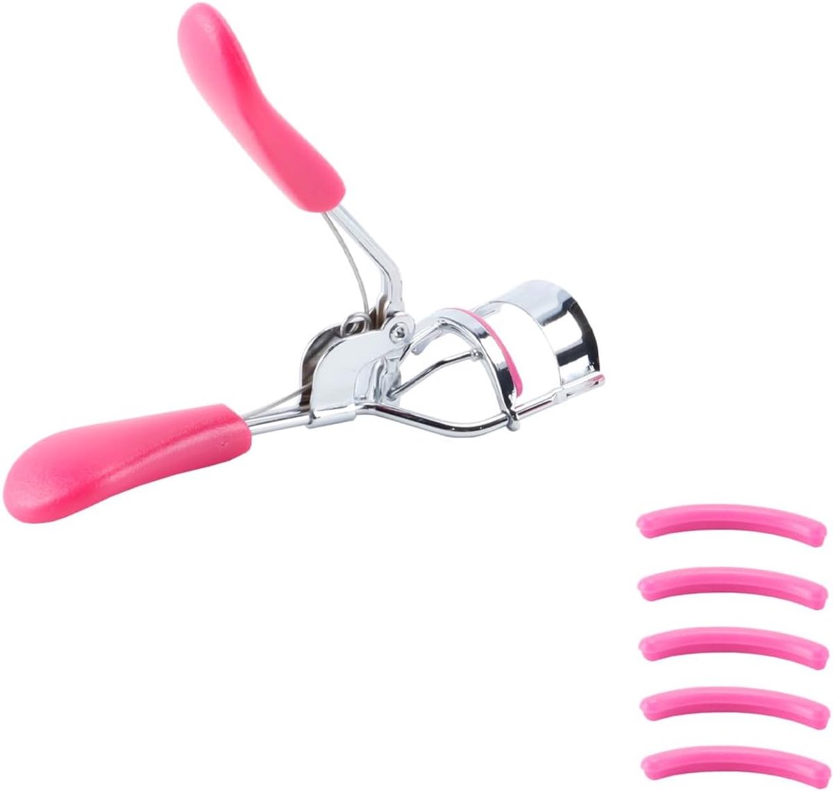 Wimperkruller met 5 siliconen navulpads – Professionele make-uptool voor alle oogvormen, zonder knijpen/trekken, langdurig effect
