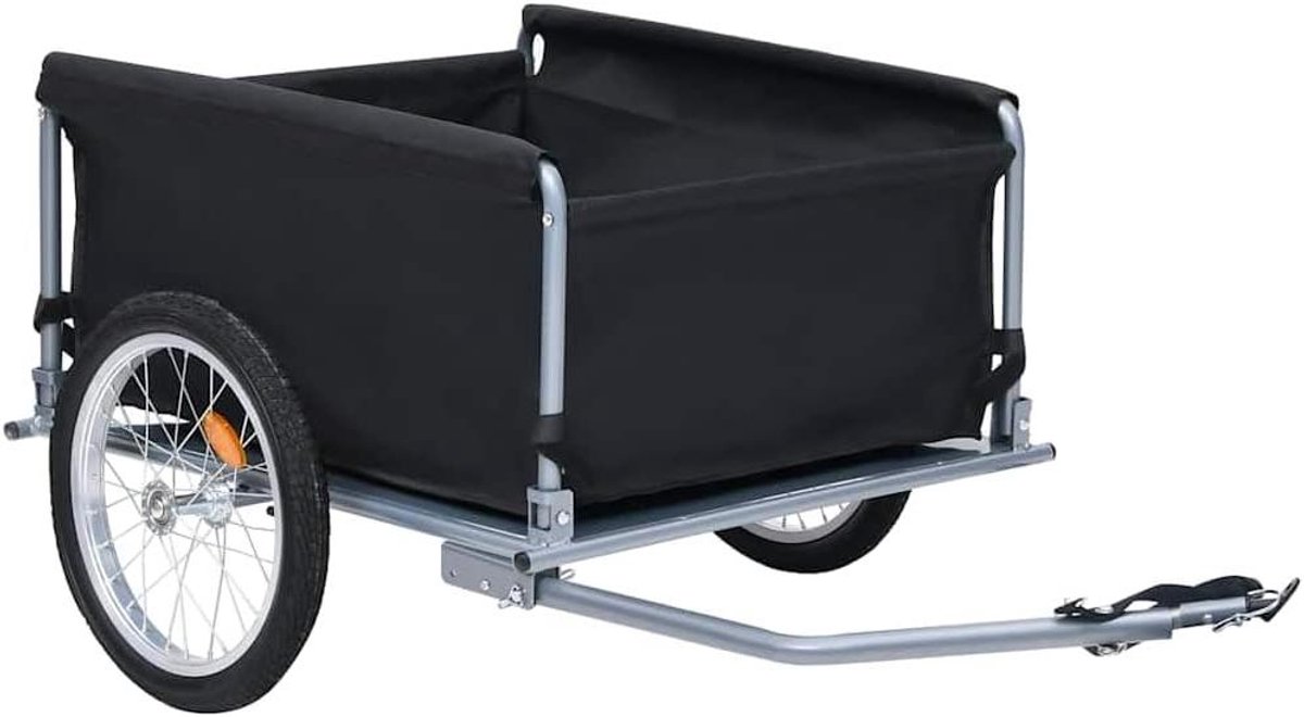 Fietskar - Fietsaanhanger Trolley - Goederen Vervoeren - Stalen Robuust Frame - 65 kg Draaglast - Zwart Grijs