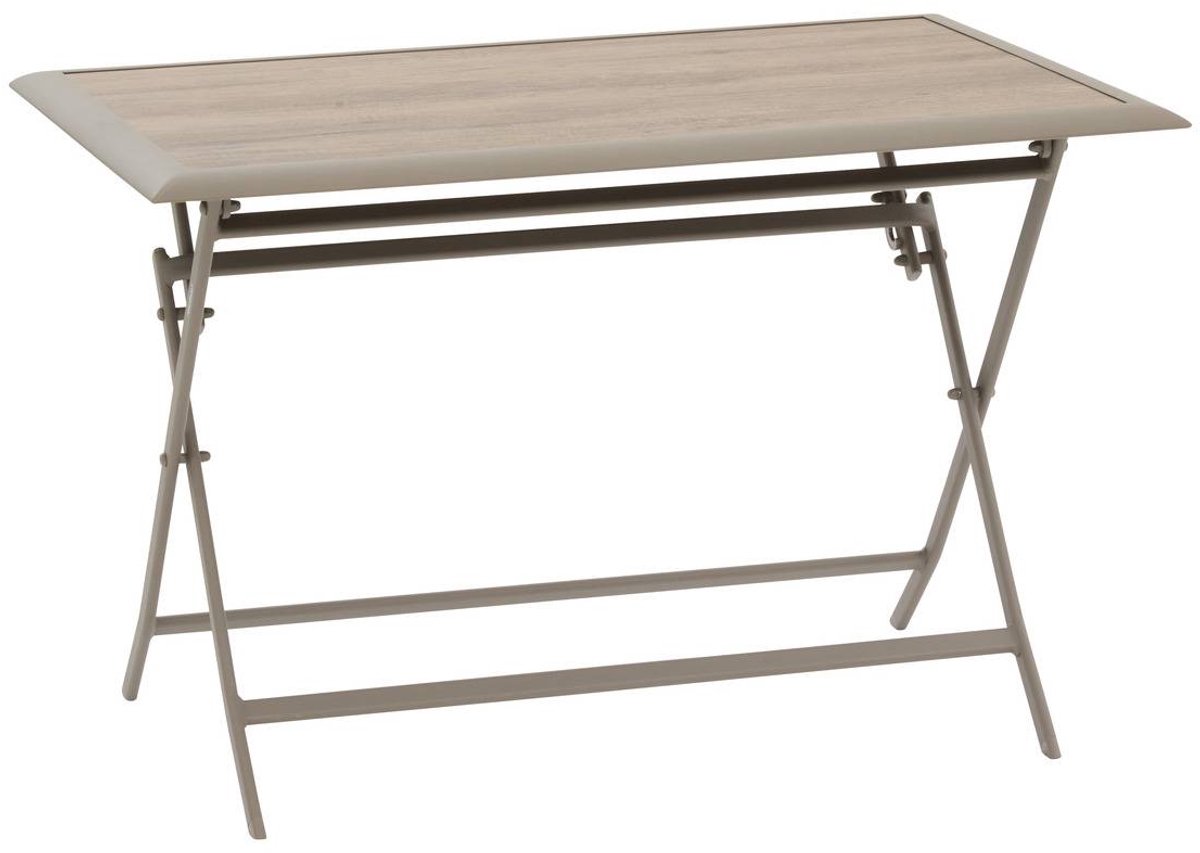 Opvouwbare tuintafel voor 4 personen van aluminium en glas met houtlook AZUA