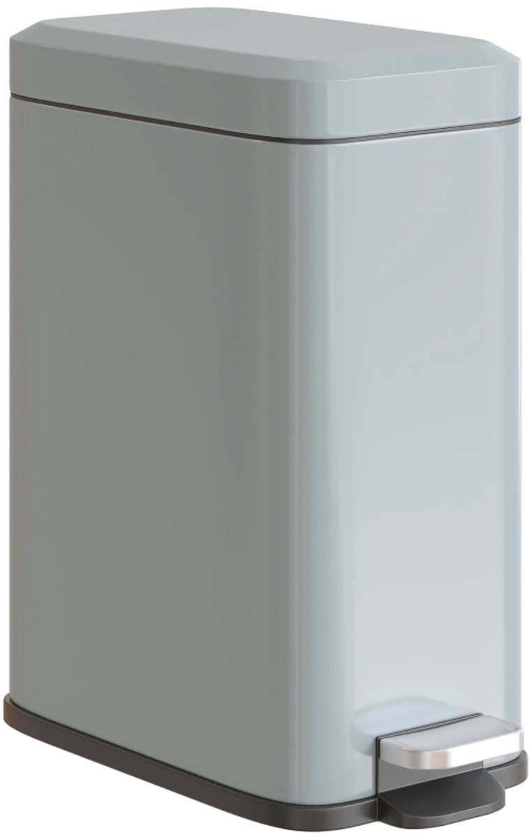 Afvalemmer - Voetpedaal emmer - Prullenbak - Badkameremmer - Uitgerust met voetpedaal en verwijderbare binnenemmer - 5 Liter - Metaal - 29.2×14×32cm - Geschikt voor badkamer, toilet, keuken en slaapkamer voor dagelijks afvalbeheer - Grijs