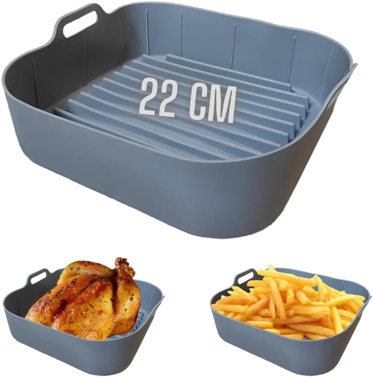 Siliconen bakvorm 22 cm vierkant - herbruikbaar - geschikt voor airfryer - zonder olie - SnelShoppen