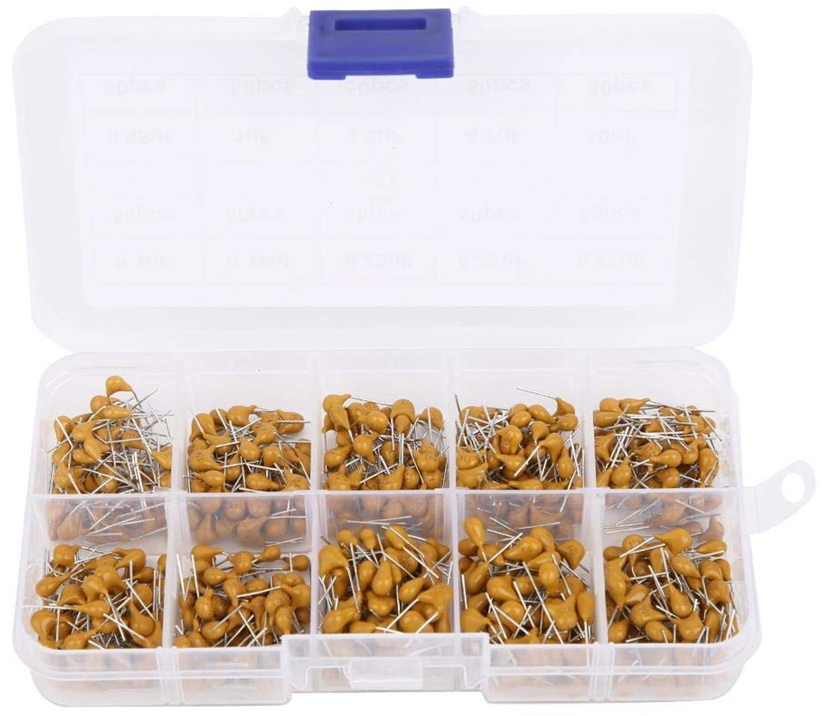 SnelShoppen - 500 Stuks Keramische Condensator Assortiment Set - 10 Types van 0.1 uF tot 10 uF - Multilayer Chip Capacitor Set in Opbergdoos