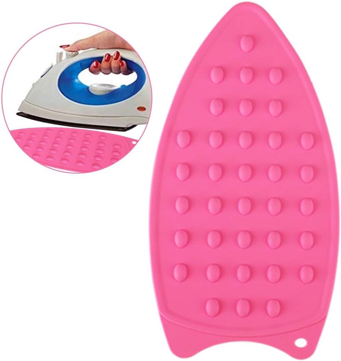 SnelShoppen - Multifunctionele Flessenhouder - Antislip Hittebestendige Siliconen Strijkplaat Pad Mat Tray - Roze Rood - Geschikt voor Keuken, Eten, C