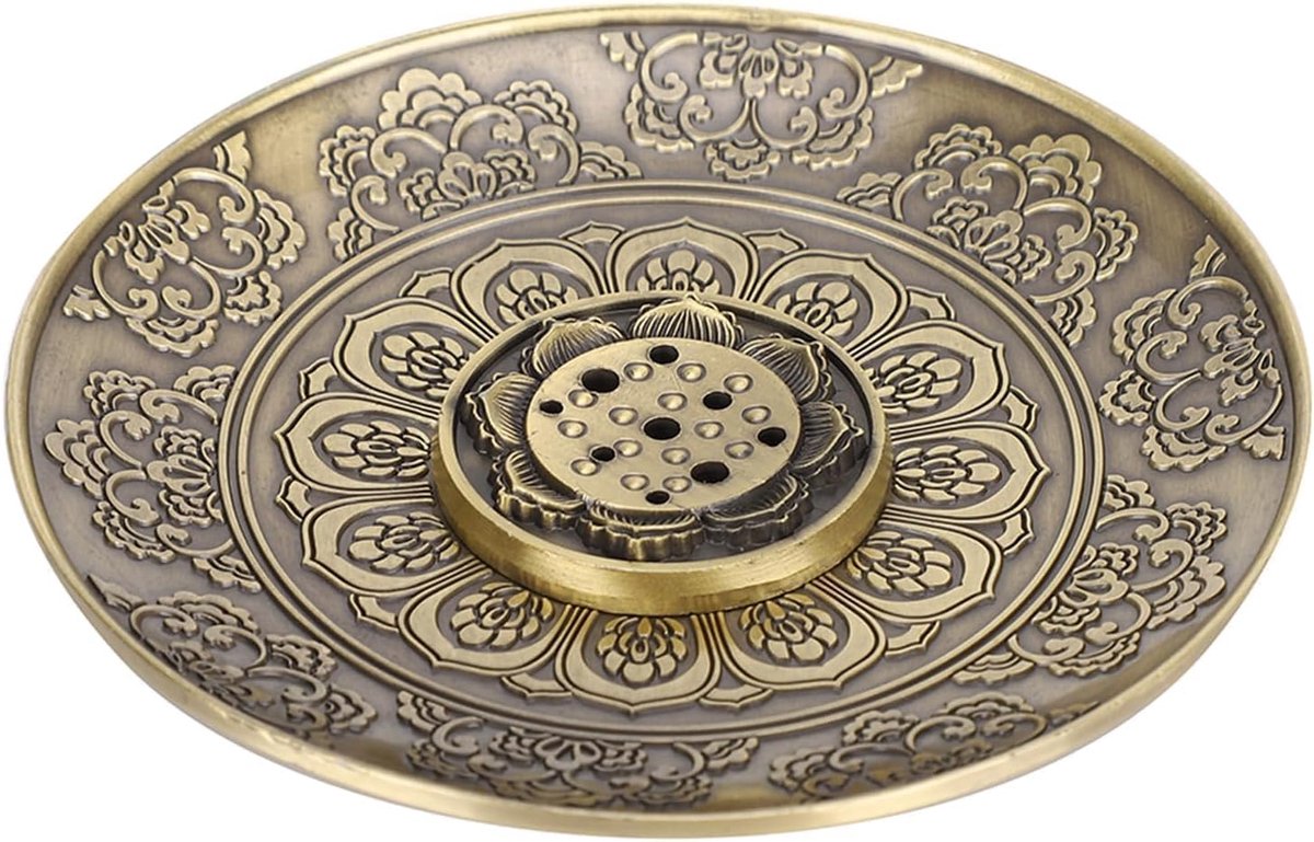 SnelShoppen - Bronzen Wierookhouder Lotus, Wierook Stokjes en Kegelhouder met Elegante Ontwerp en Asopvang voor Thuisdecoratie, Corrosiebestendig en D