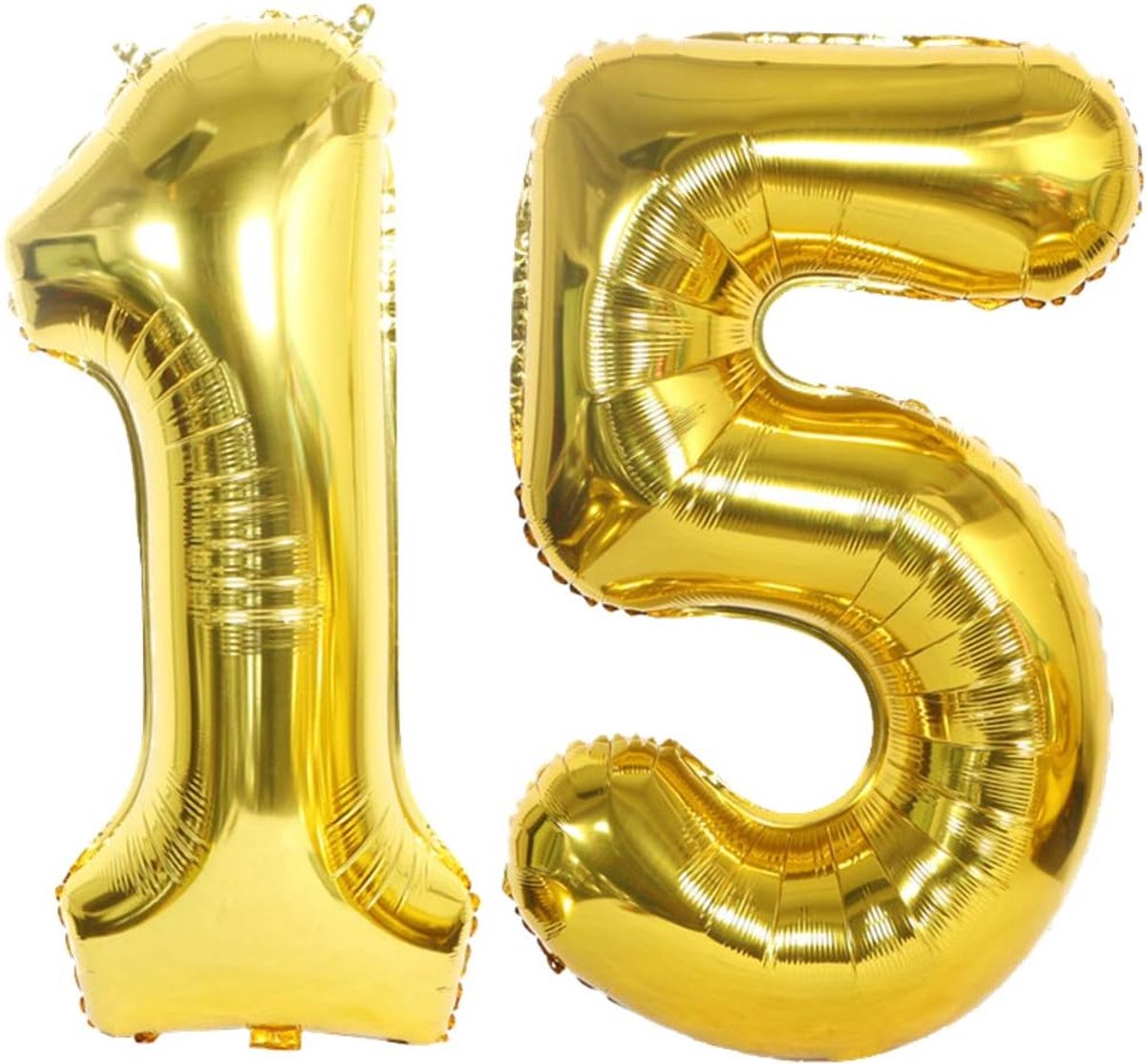 2 balloons, 15 gold, giant foil balloon number 15 XXL, helium balloons inflatable in 40 inch, number balloon, 15 gold - ShopVlot