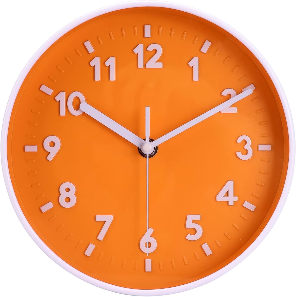 SnelShoppen - Moderne 8 Inch Stille Wandklok met Grote Cijfers - Decoratieve Quartz Klok voor Keuken, Slaapkamer en Kantoor in Oranje