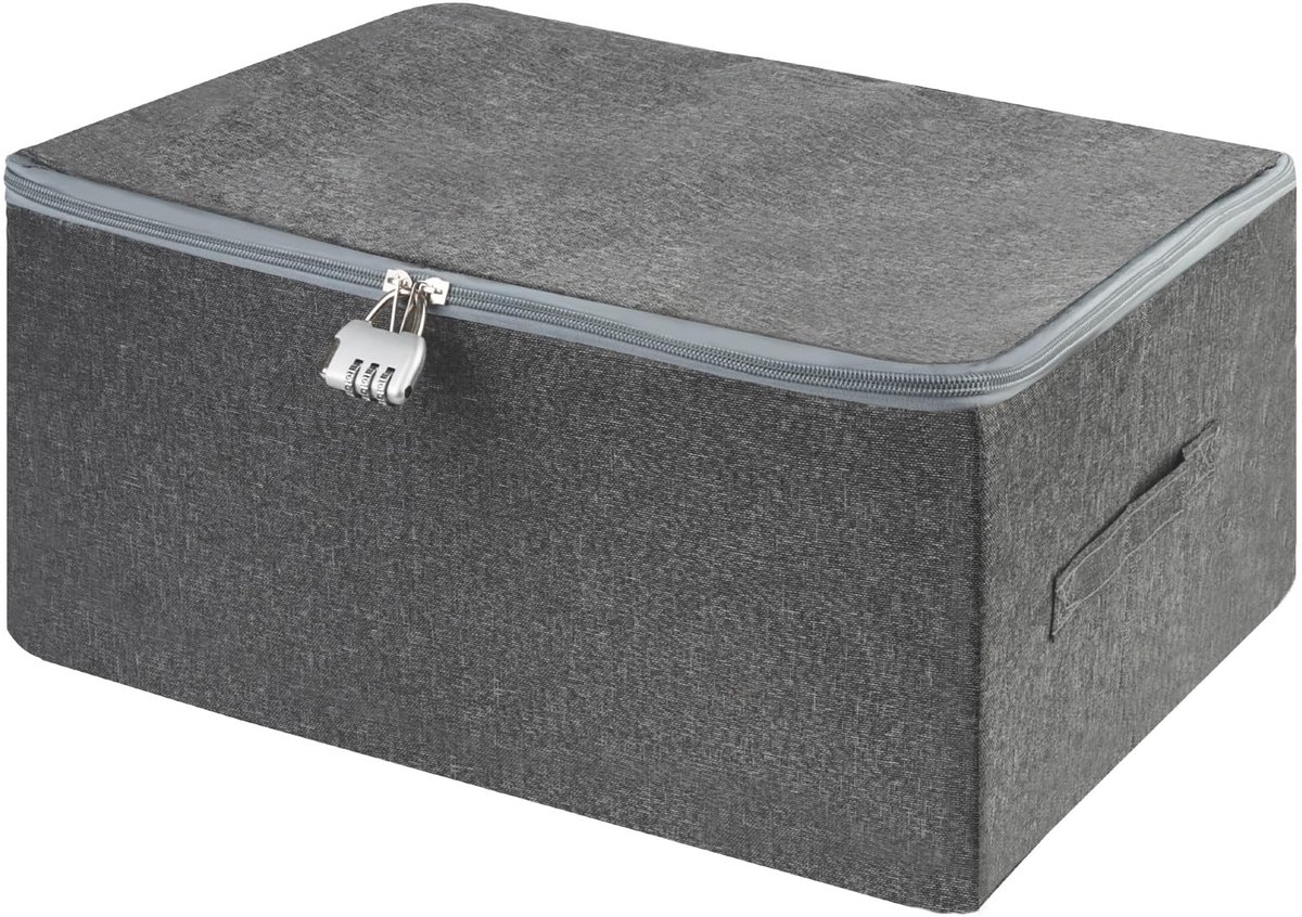 Omgoods- Opbergdoos Afsluitbaar - Opbergdoos met Deksel - Opvouwbare Box - Stof - 40 x 30 x 21 cm - Duurzaam en Kreukbestendig - Opbergbox