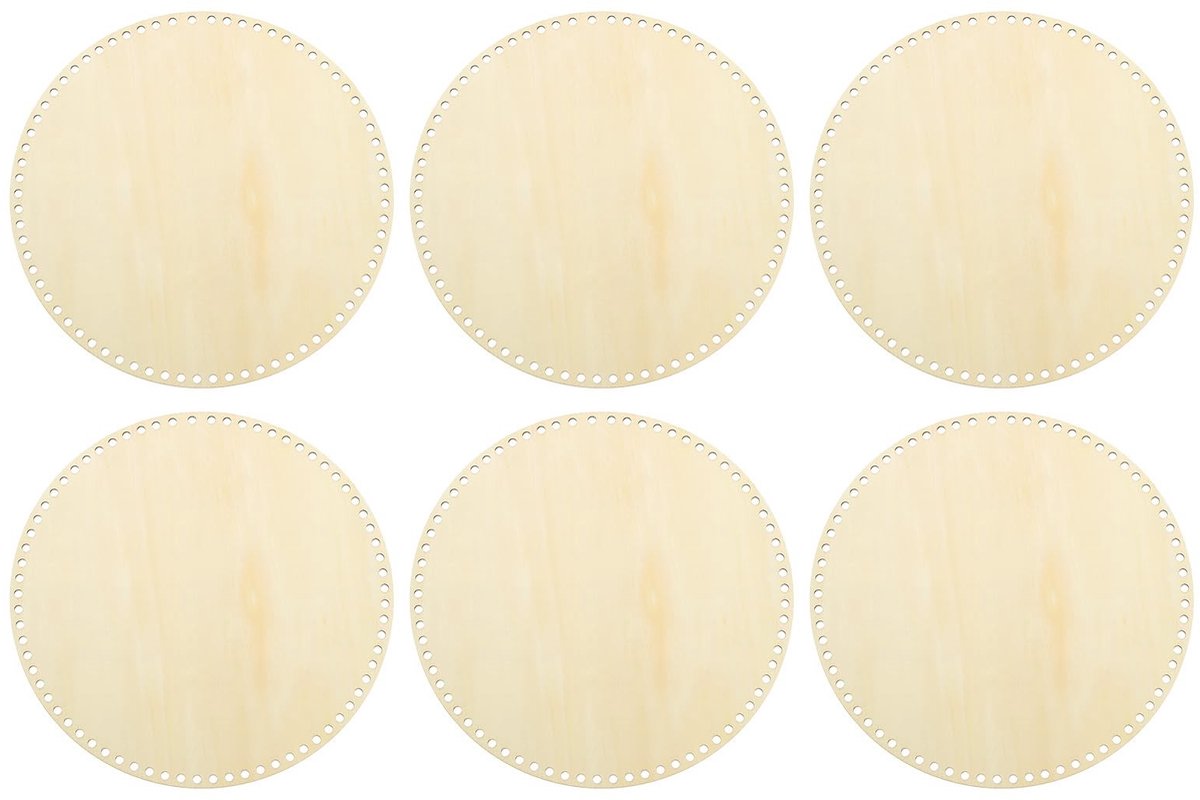 Omgoods - Set van 6 Houten Basis voor Haakwerk Mand