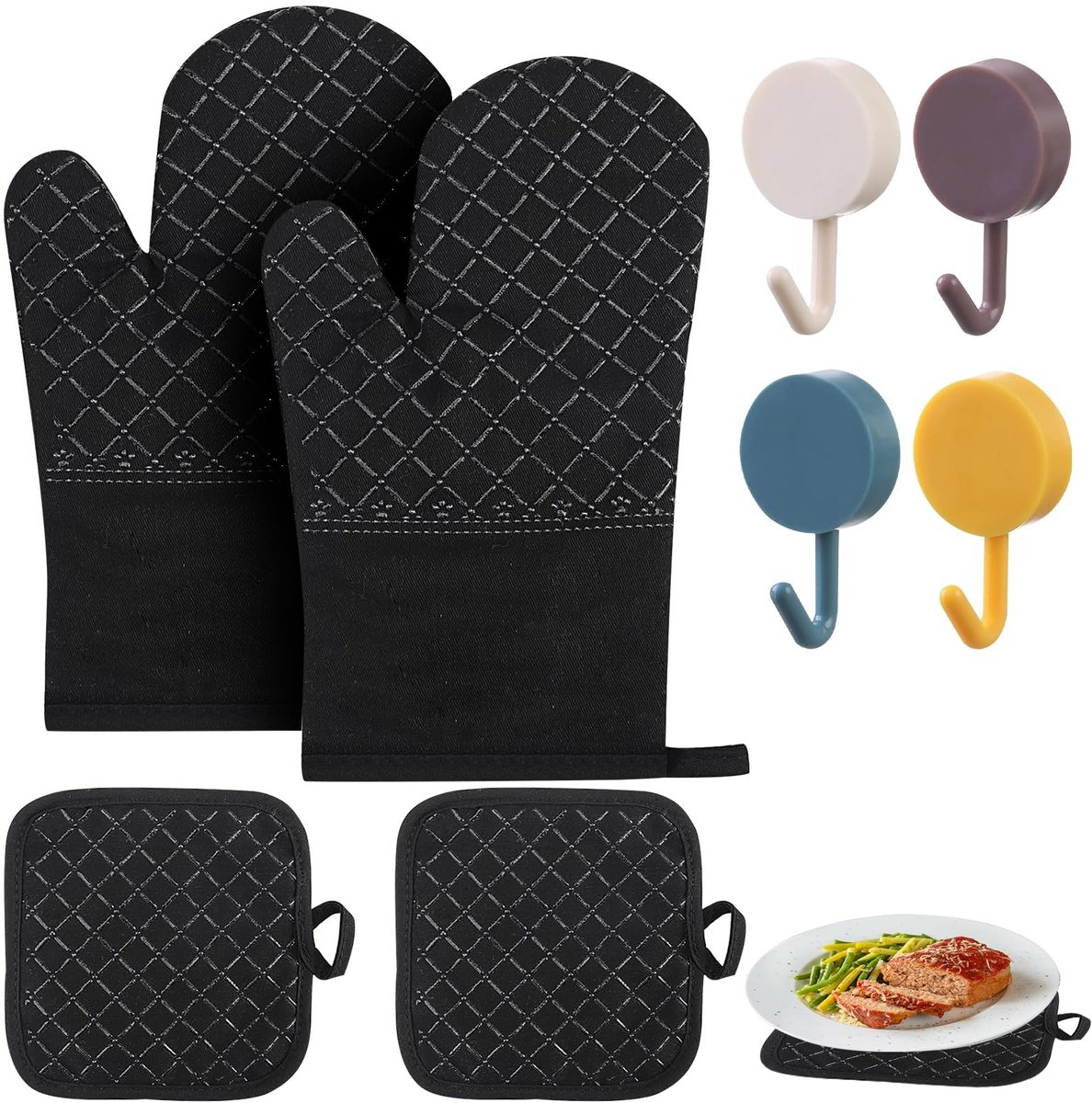 Omgoods - Ovenwanten en Pannenlappen Set - Hittebestendige Handschoenen tot 260°C