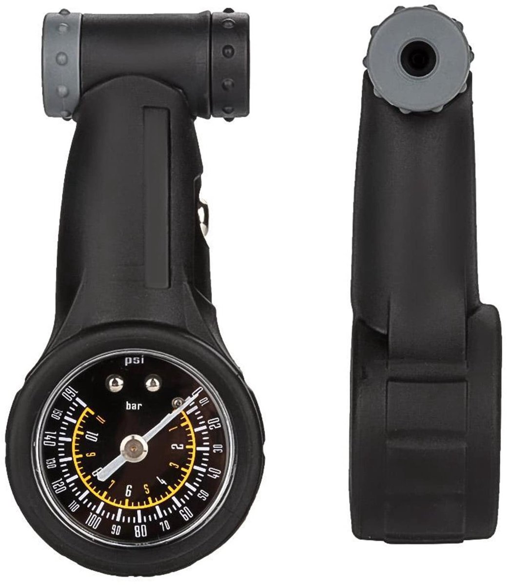 Omgoods- Bandenspanningsmeter Hoogwaardig Kunststof - Bandenmeter - Fietsaccessoire - Draagbaar - Geschikt voor Presta/Schrader - Meetbereik 0-160 psi