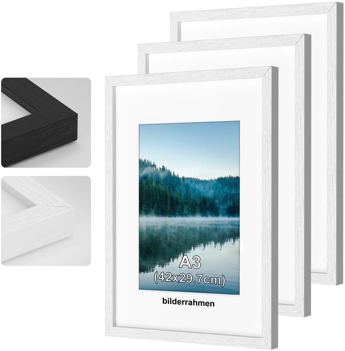 Omgoods - Set van 3 A3 Witte Kunststof Fotolijsten voor Posters