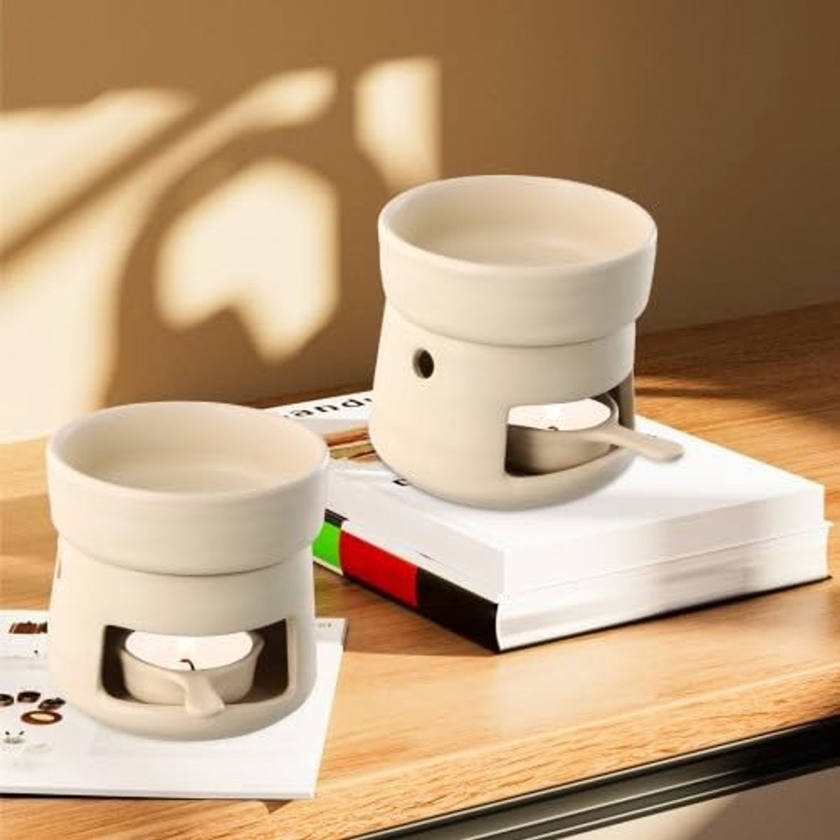 Omgoods - Gele Keramische Wax Melt Brander met Kaarslepel
