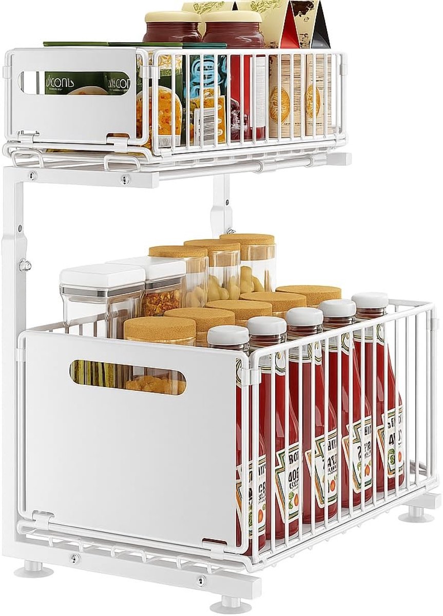 Omgoods - 2-laags Keukenorganizer voor Onder de Gootsteen met Schuiflade