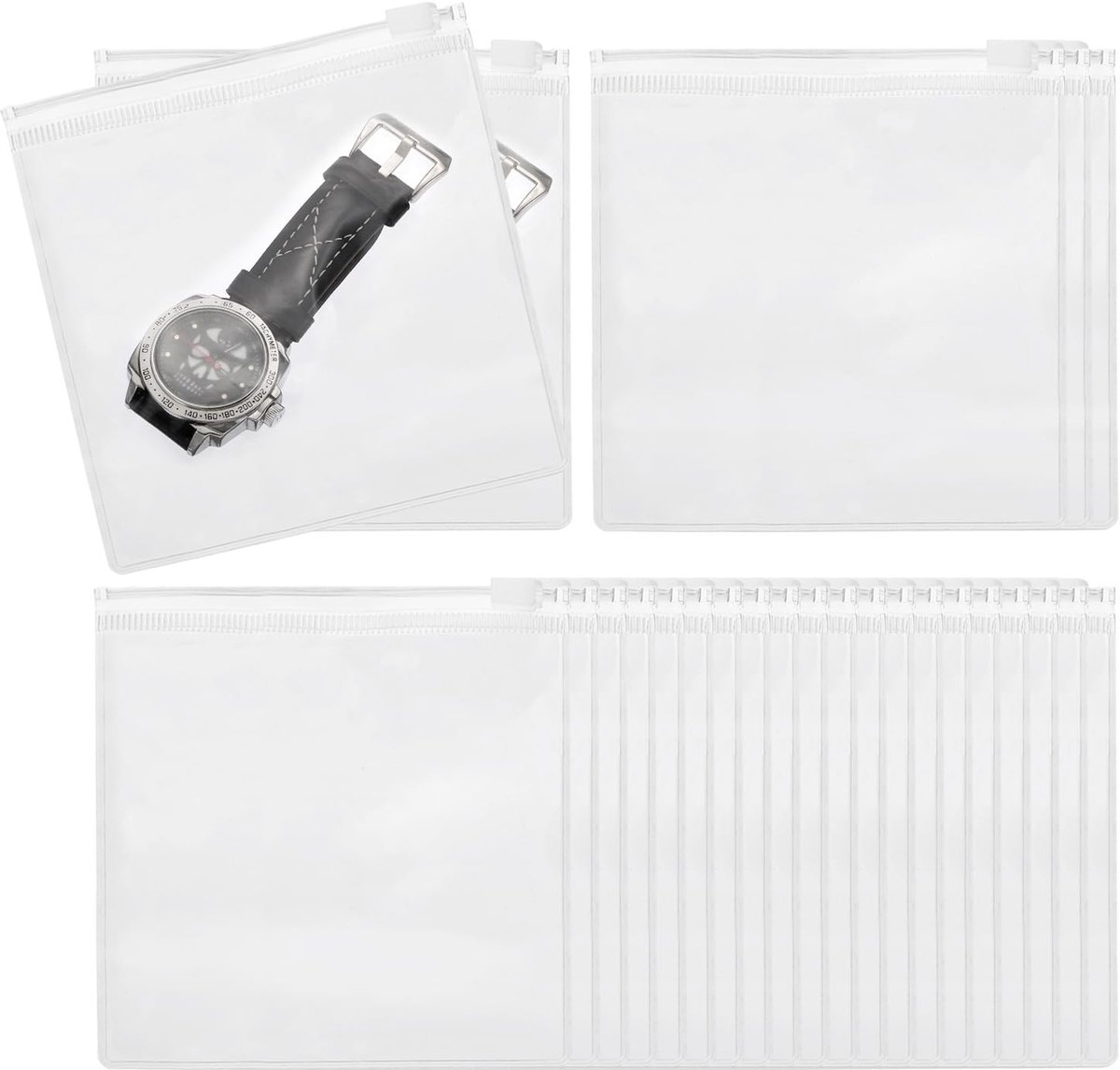 Omgoods - Set van 25 Duidelijke PVC Sieradenzakjes met Rits 5 x 5 Inch