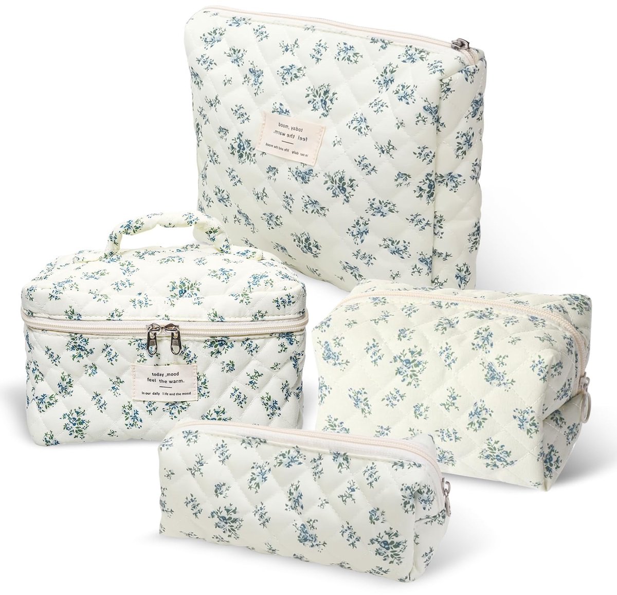 SnelShoppen - Set van 4 Cosmetica Tassen Vrouwen - Grote Bloemige Design, Draagbare Beauty Case, Wash Bag voor Dagelijks Gebruik, Reizen en Vakantie