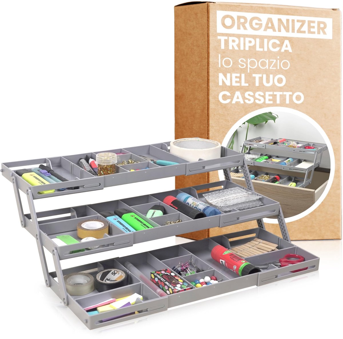 Omgoods - Multifunctionele Lade-Organizer met 3 Planken voor Cosmetica en Sieraden