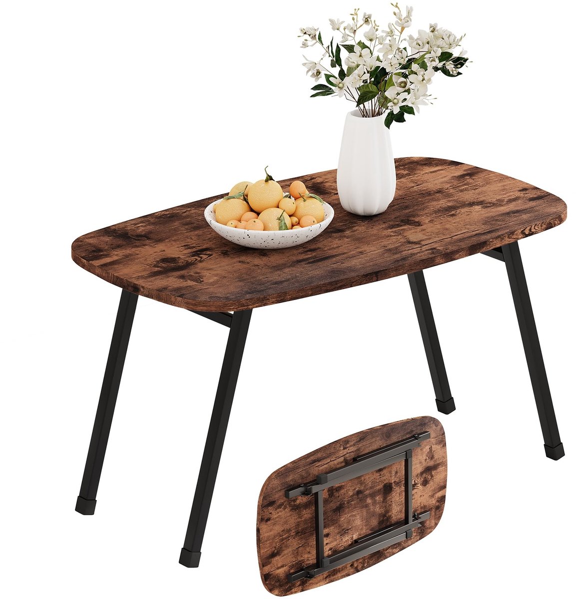 Omgoods - Vouwbare Ovalen Koffietafel met Stevige Metalen Poten