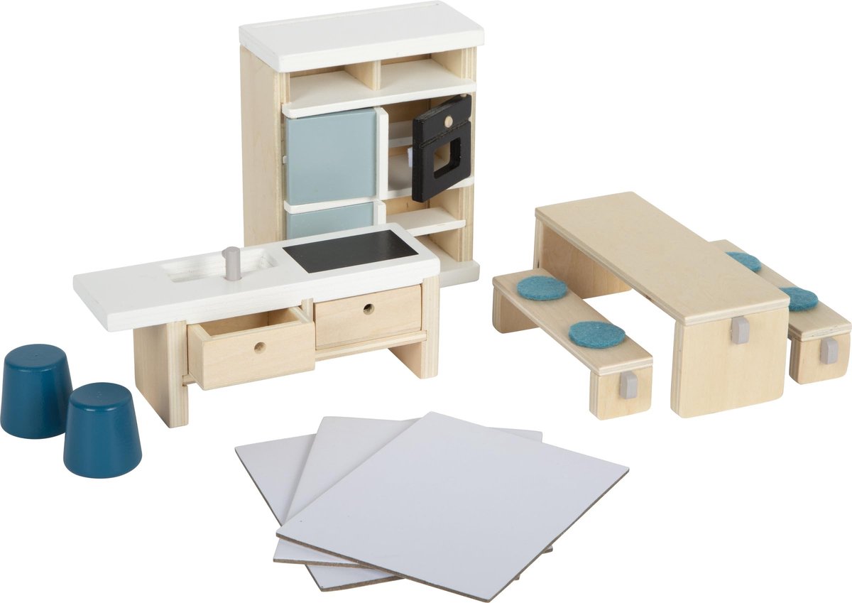 Omgoods - Houten Poppenhuis Meubels Keuken Set voor Kinderen vanaf 3 Jaar