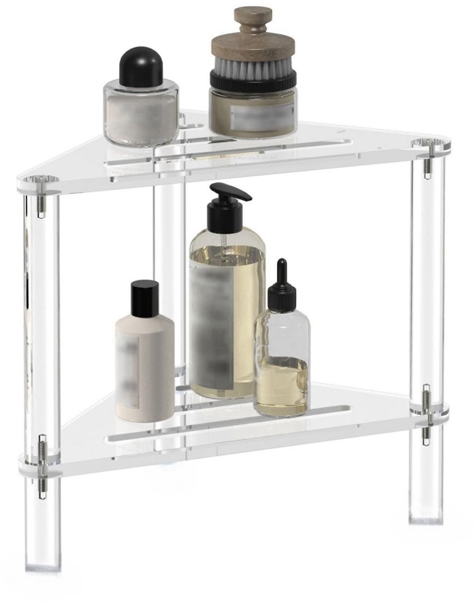 Omgoods - Acryl Hoek Douche Rek met 2 Lagen voor Badkamer