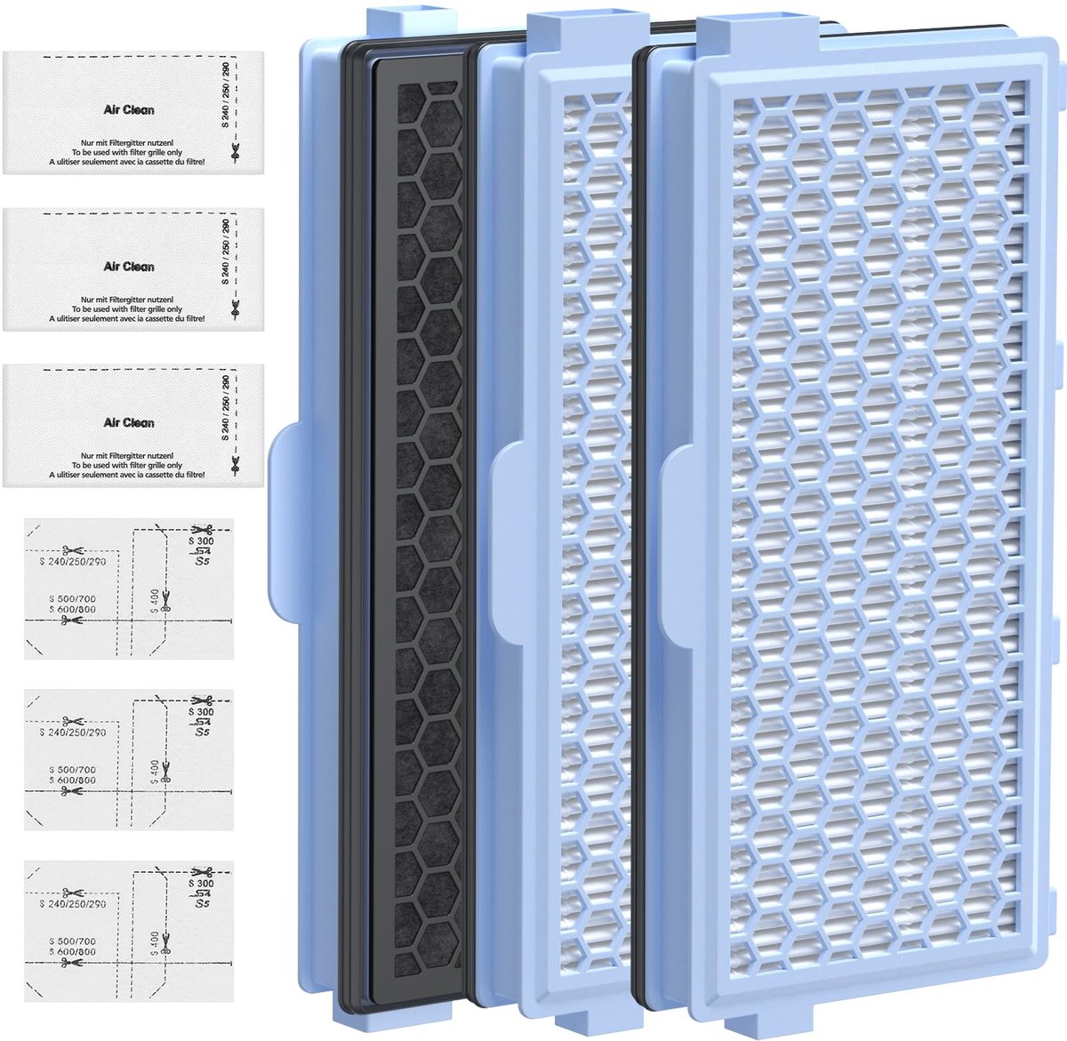 Omgoods- Stofzuigerfilters 3 stuks - Vervangfilters - Compatibel met Miele - Motorbeschermingsfilters - Afvoerluchtfilters - Efficiënte reiniging - Stofzuigeraccessoires