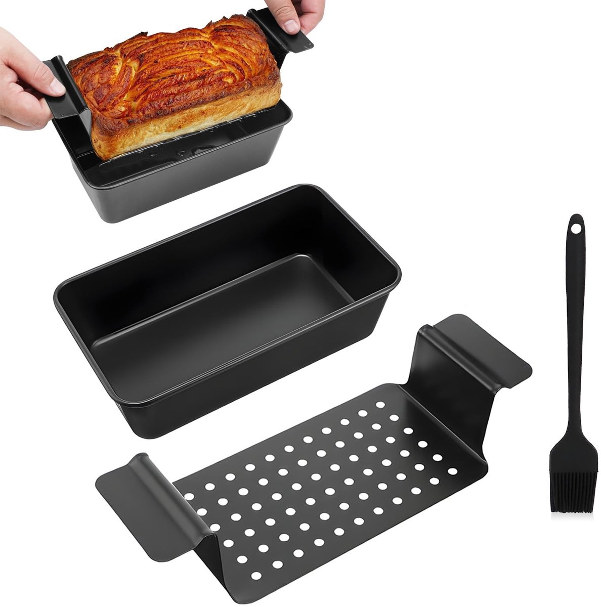 Omgoods - Carbon Staal Brood Bakvorm met Rooster - Rectangulaire Bakvorm 24 x 14 x 6.5 cm