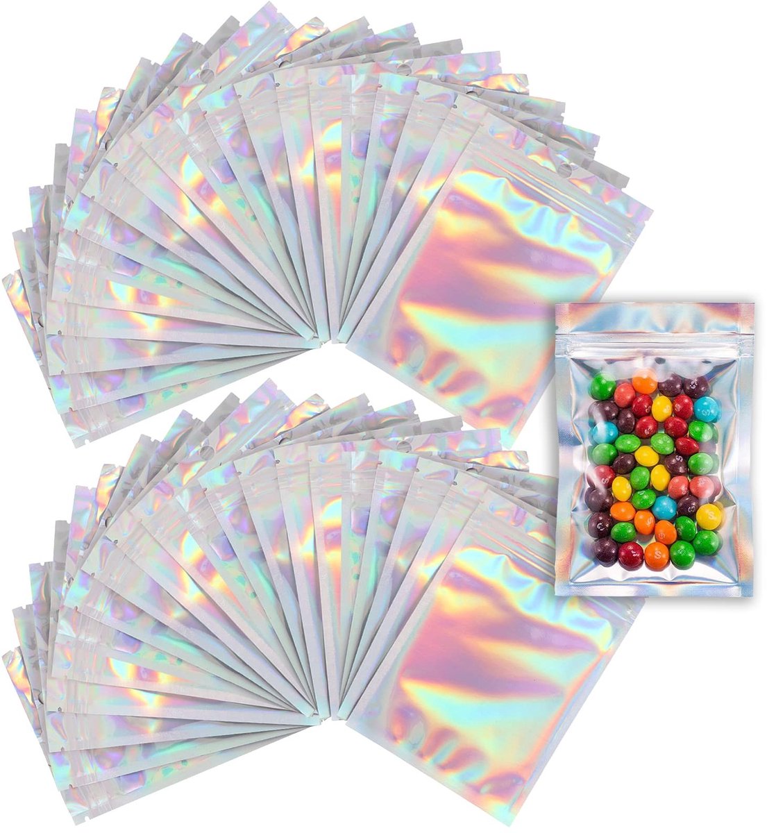 Omgoods - Mylar-druksluitzakken - 250 stuks, geurbestendig en hersluitbaar