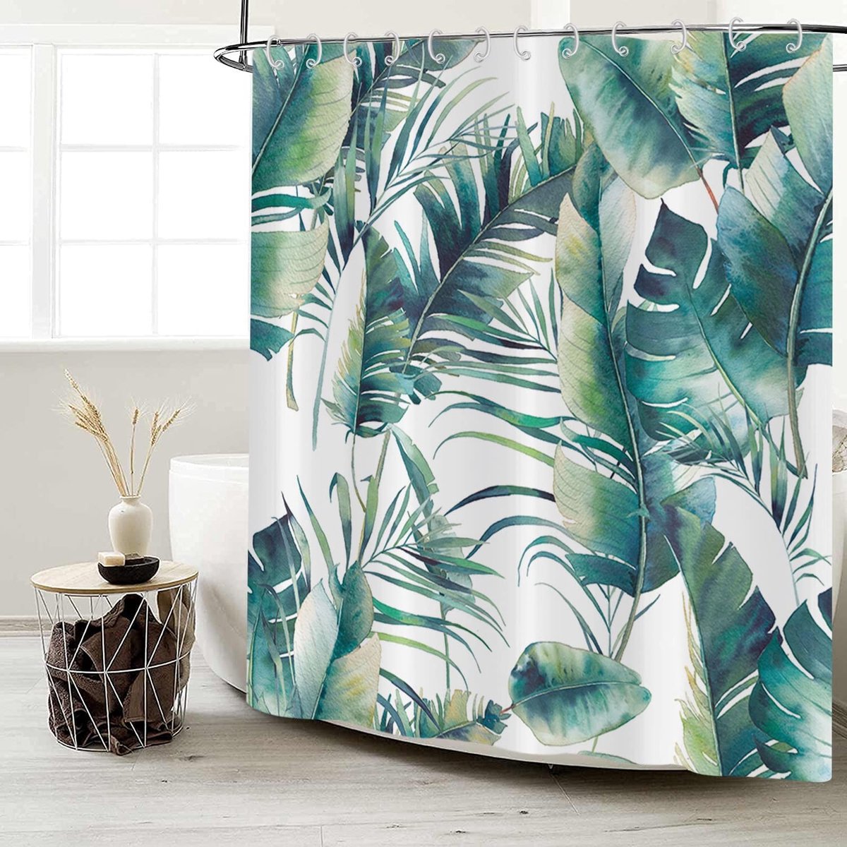 Omgoods - Tropisch Douchegordijn 180x180 cm met Palmen en Bananenblad