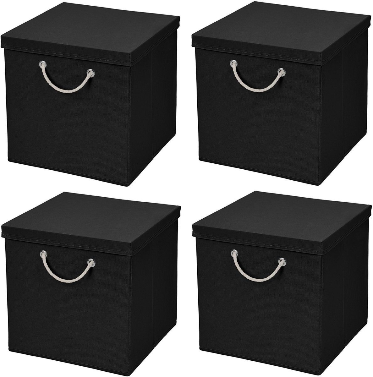 Omgoods - Vouwbare Opbergdoos met Matching Deksel - 30 x 30 x 30 cm Zwart