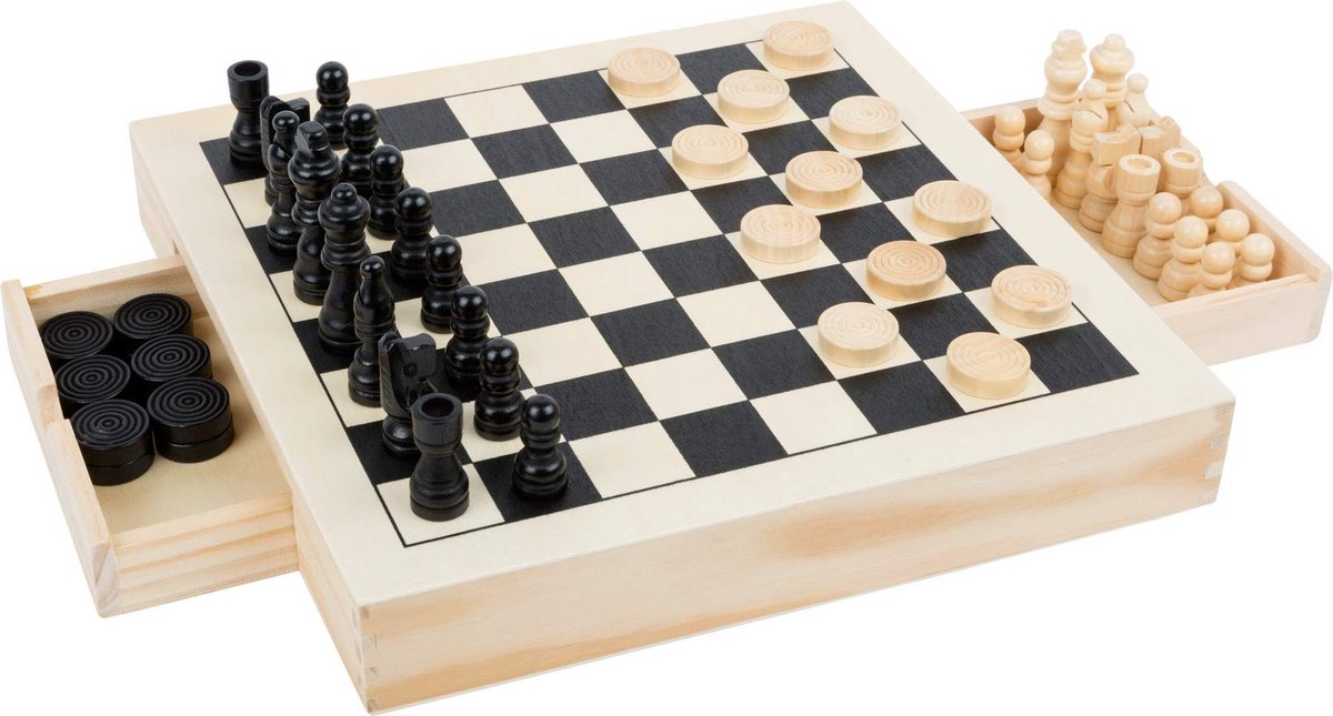 Omgoods - 3-in-1 Schaakspel, Dammen en Molens met 56 Speelfiguren