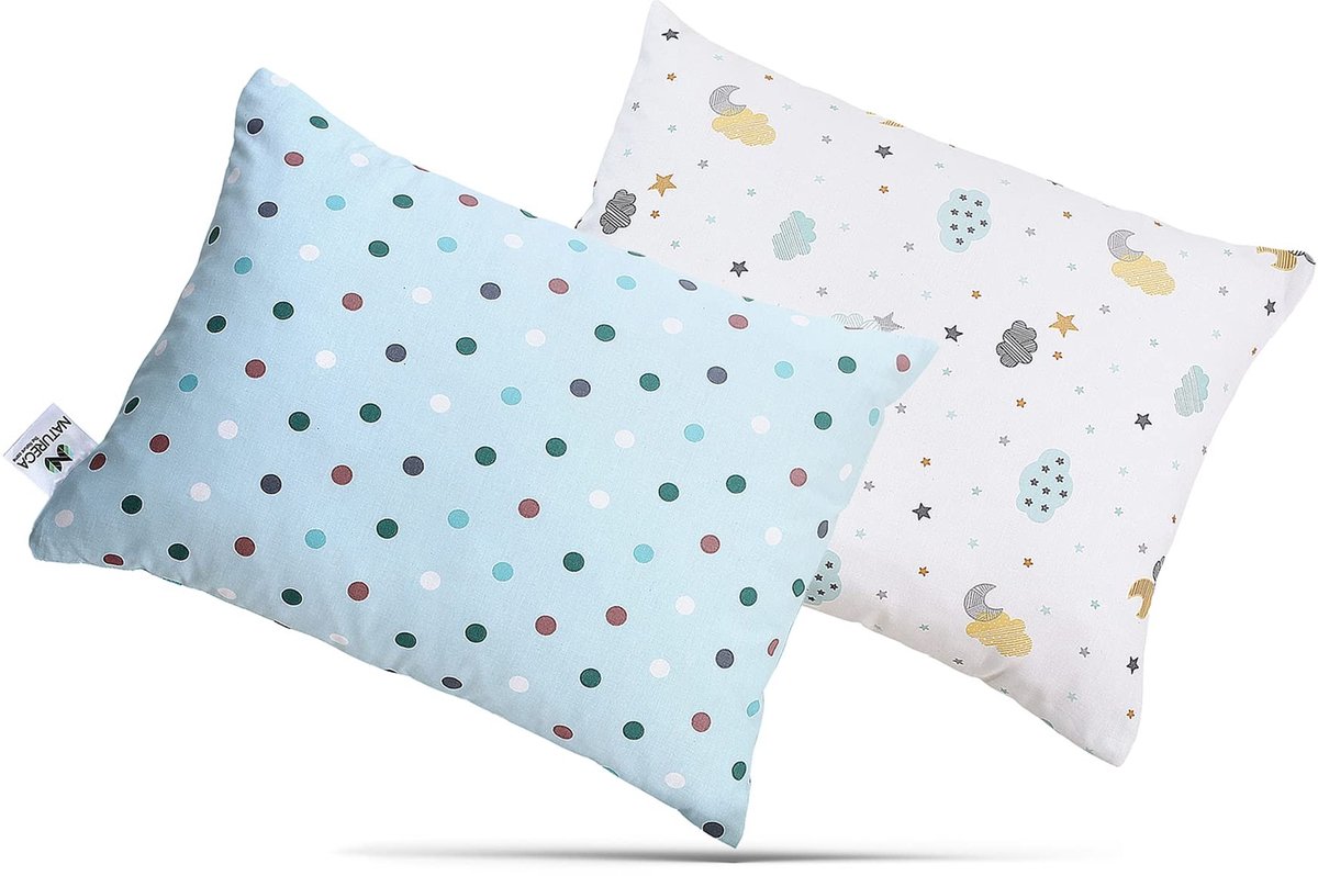 Omgoods - Set van 2 Knuffel Kussens met Kussensloop - Katoenen Baby Kussen voor Peuters