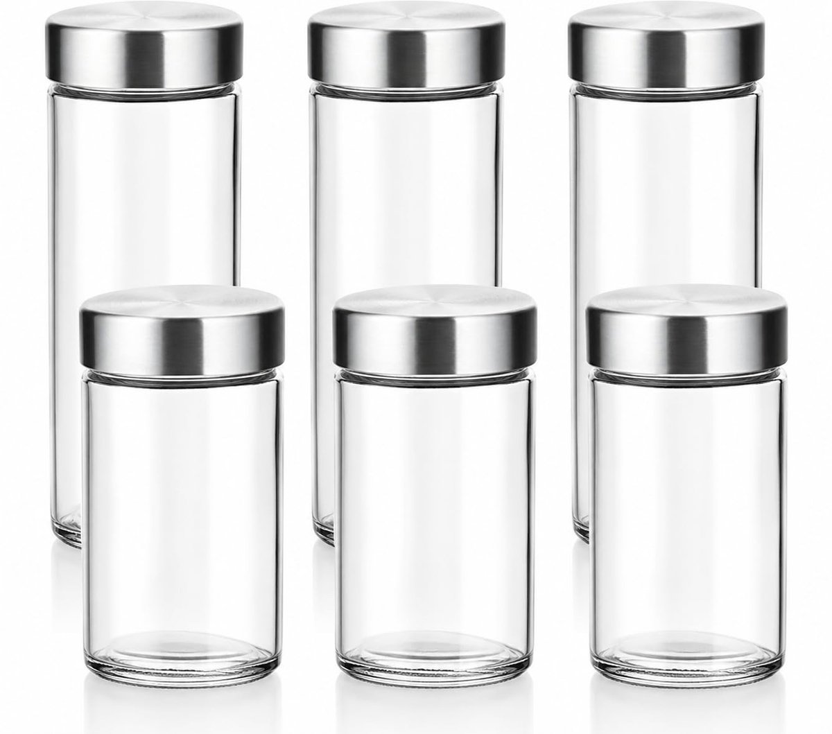 Omgoods - Set van 6 Glazen Specerijenpotten met Deksel