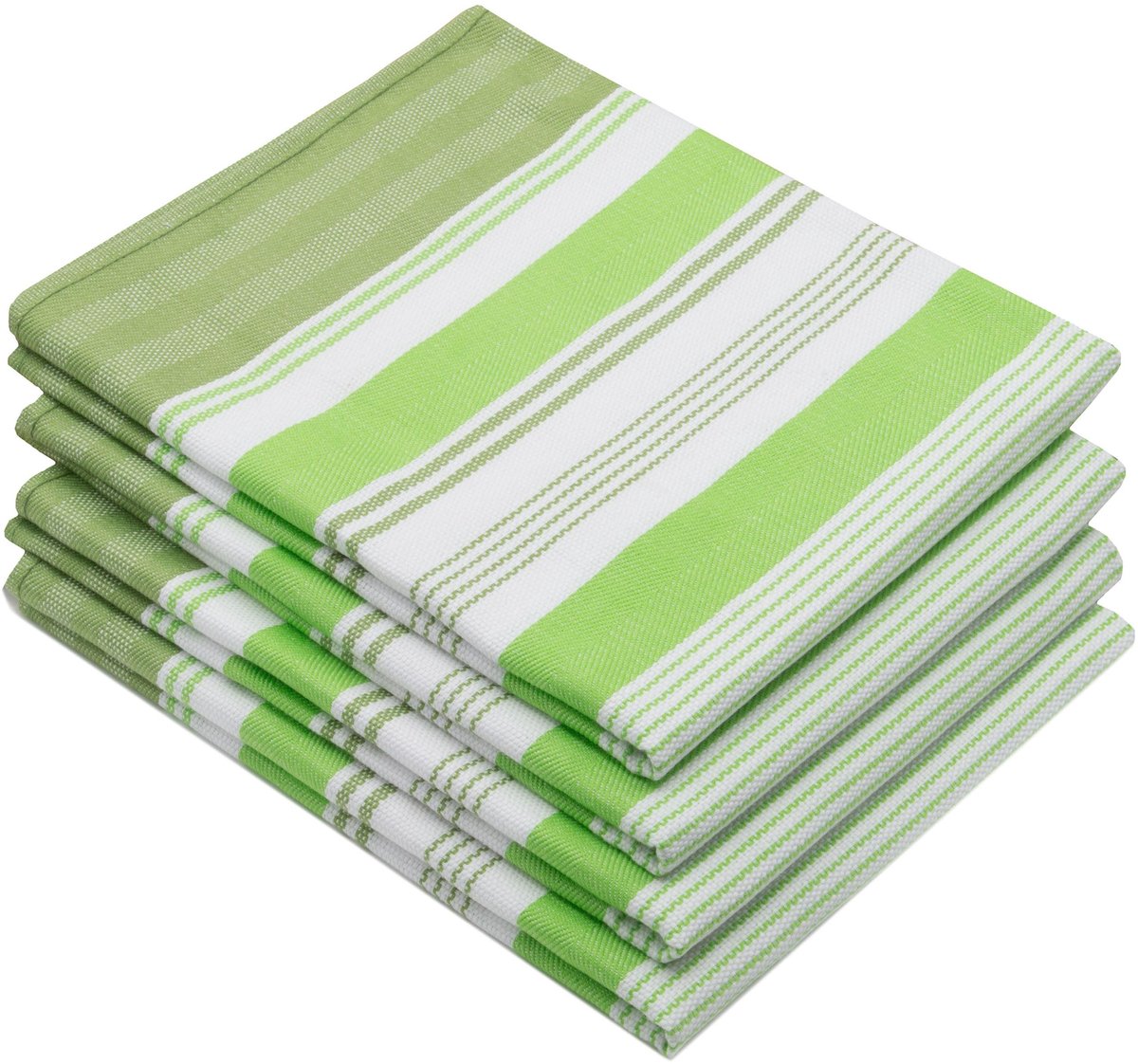 Omgoods - 4-delige Set Katoenen Af Droogdoeken - 50x70 cm - Groen Gestreept