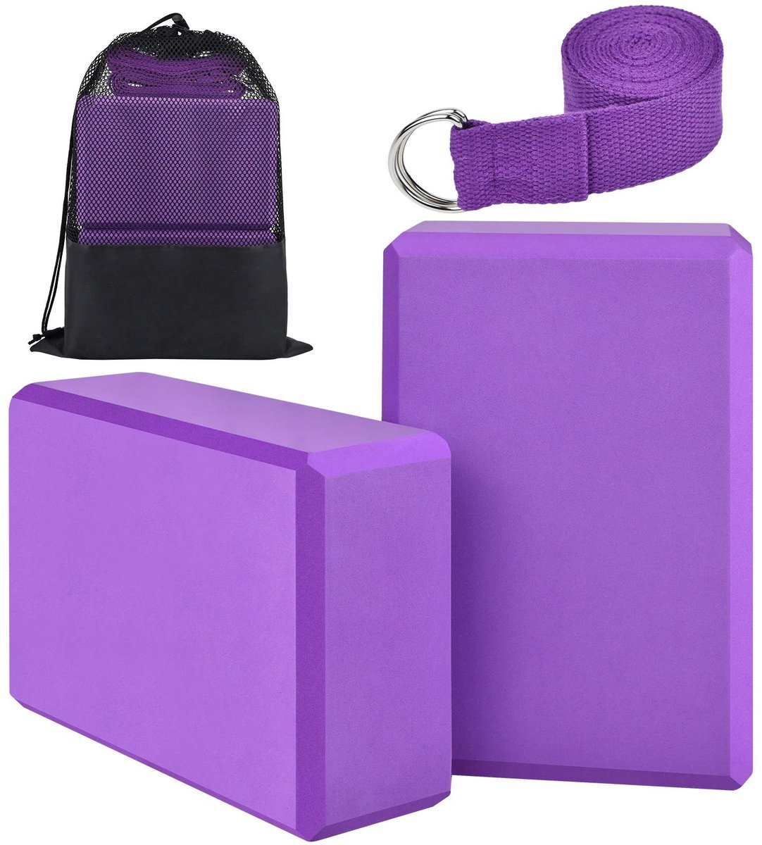Omgoods - Yoga Blokken Set van 2 met Strap en Tas